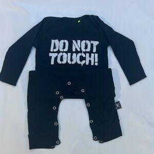 NUNUNU Baby “ do not touch” romper one piece size 18-24 months - preowned